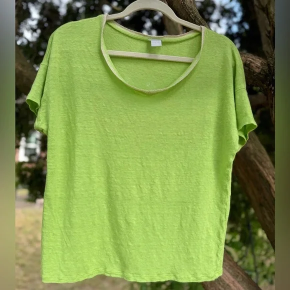 CHICO’S M Runs Large Loose Fit V-Neck Short Sleeve Light Knit Top Chico Size 1 - Picture 7 of 14